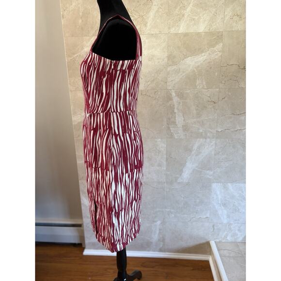 Max Mara 100% Linen Sheath Dress 6 Deep Berry Abstract Bold Minimalist Italian - Picture 10 of 15